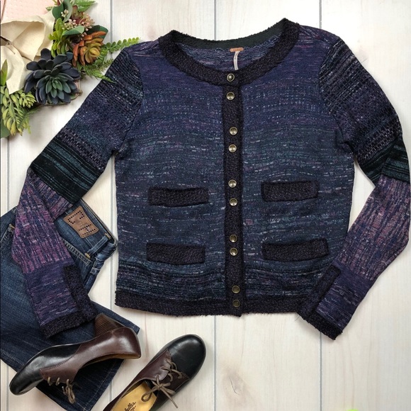 Free People Sweaters - Free People Pocket Cardigan Purple Blue Button J